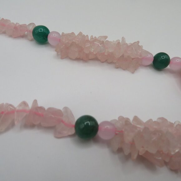 Rose Quartz and Nephrite Accent Stone Necklace - Picture 8 of 13